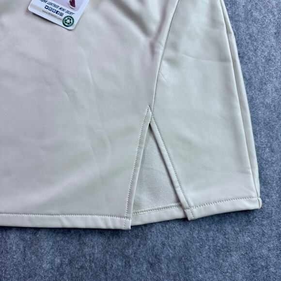Rewash NWT Women's XS Cream Vegan Leather Mini Skirt - Picture 4 of 6